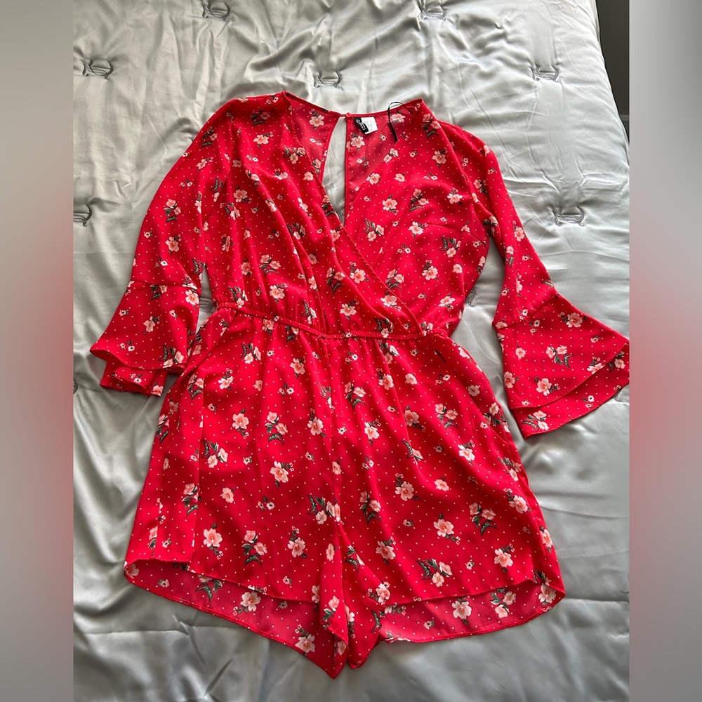 H&M Divided red romper 10-14